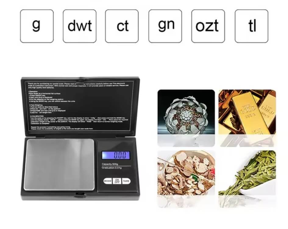 Digitale precisieweegschaal met meerdere weegunits, perfect voor het wegen van edelstenen, kruiden, sieraden en meer.